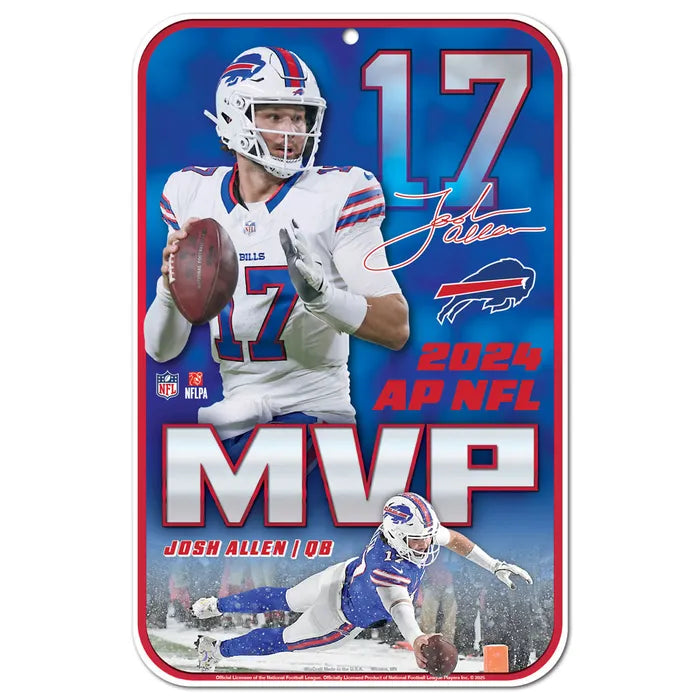 Buffalo Bills Plastic Sign 11" x 17" Josh Allen