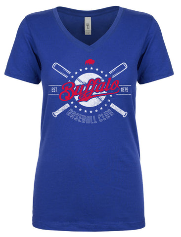 PREORDER SALE - Retro Buffalo Baseball - Ladies Fitted V neck T