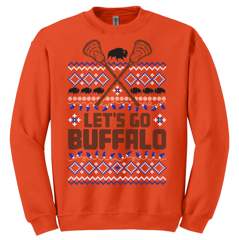 Let's Go Buffalo LAX - ORANGE - Crewneck Xmas Sweatshirt