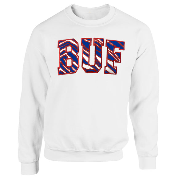BUF Stripes Embroidered - WHITE - Crewneck Sweatshirt