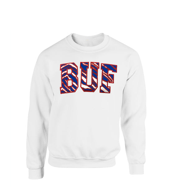 BUF Stripes Embroidered - WHITE - Youth Kids Crewneck Sweatshirt