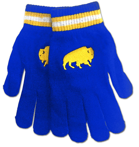 Buffalo Knit Gloves - Blue & Gold