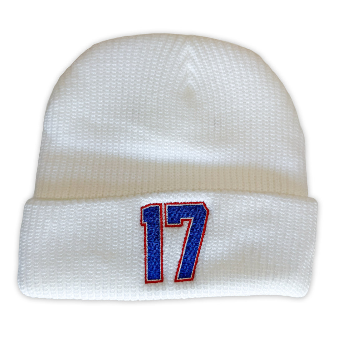 17 Embroidered Knit Winter Hat - White