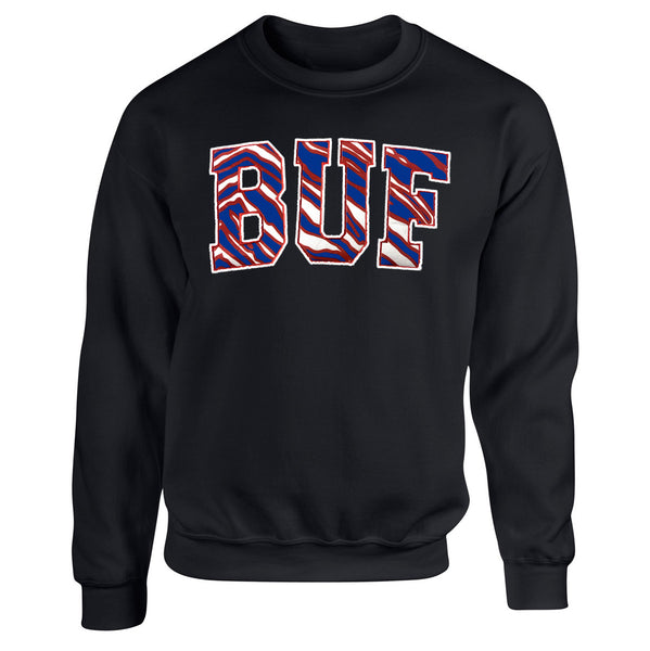 NEW - BUF Stripes Embroidered - BLACK - Crewneck Sweatshirt
