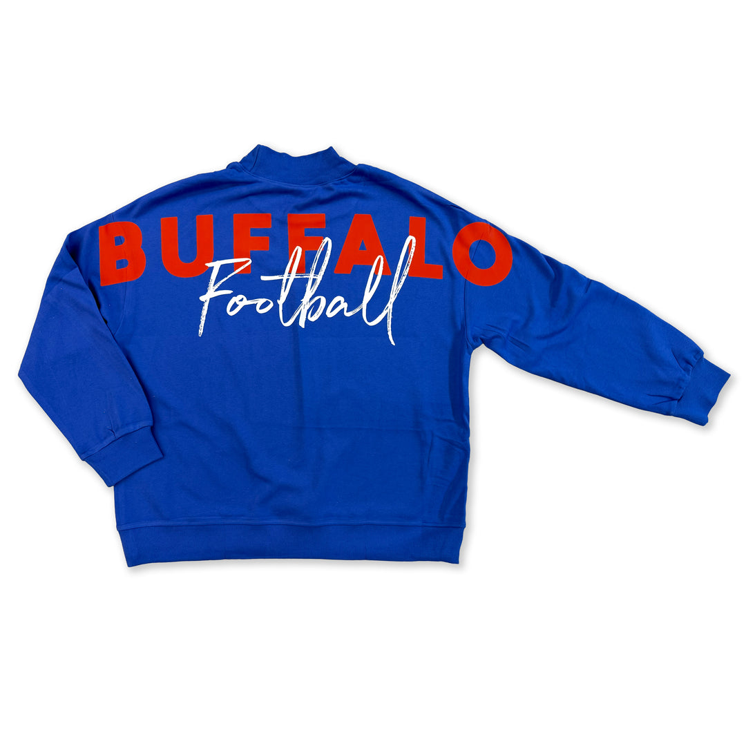 NEW - Buffalo Football Pennant Oversized Mock-Neck Sweatshirt