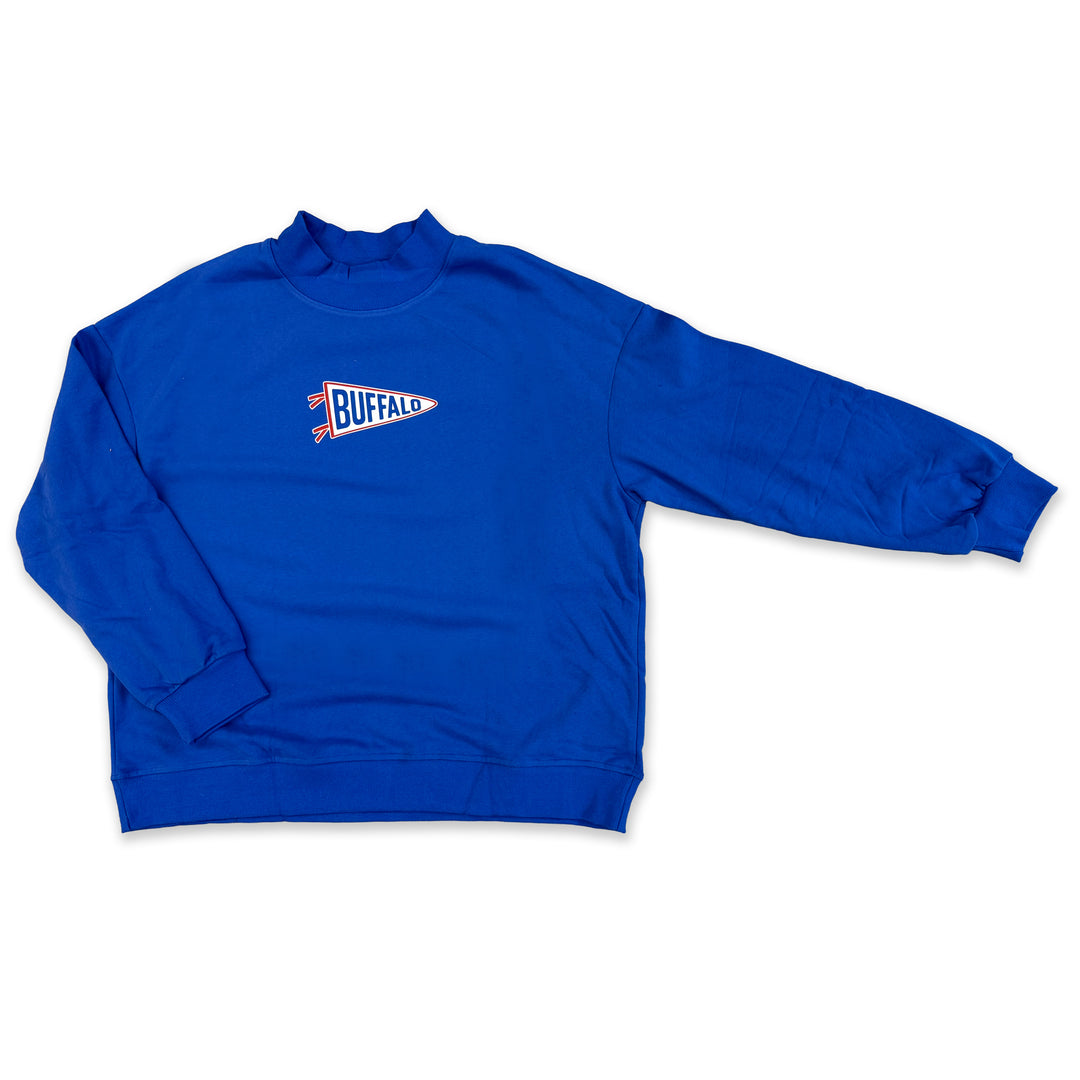 NEW - Buffalo Football Pennant Oversized Mock-Neck Sweatshirt
