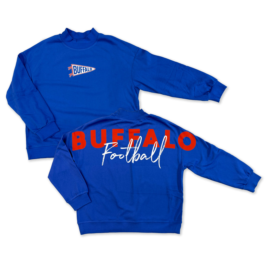 NEW - Buffalo Football Pennant Oversized Mock-Neck Sweatshirt