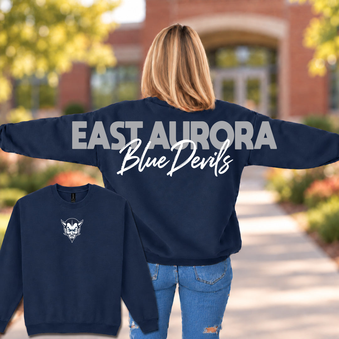 East Aurora Blue Devils Wingspan - Crewneck Sweatshirt