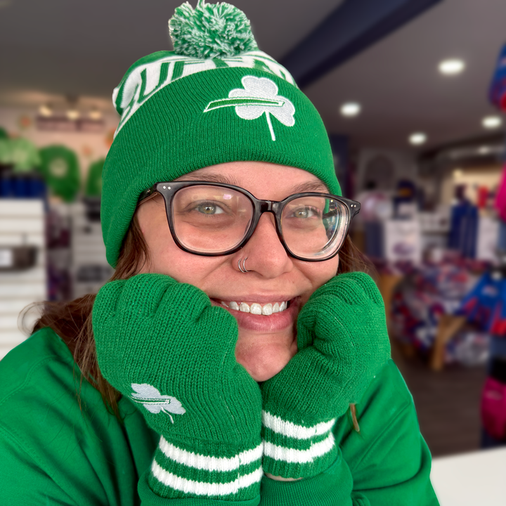 Buffalo Irish Pom Knit Hat - Embroidered Clover