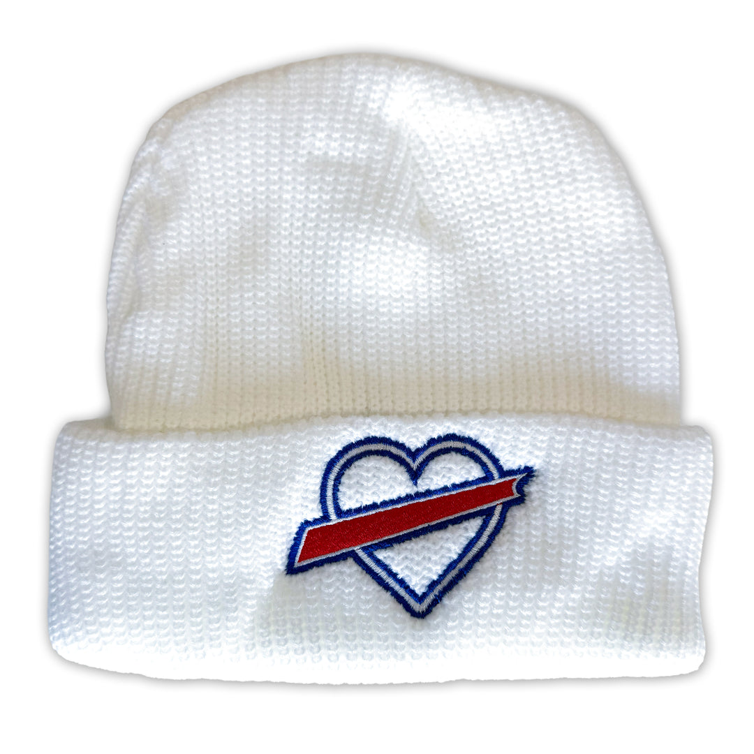 Buffalo Heart Embroidered Knit Winter Hat - White