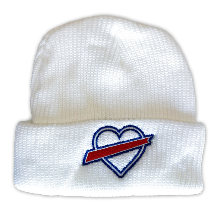 Buffalo Heart Embroidered Knit Winter Hat - White