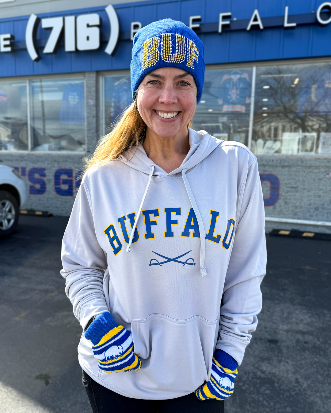 Buffalo Hockey Tri Color Knit Gloves