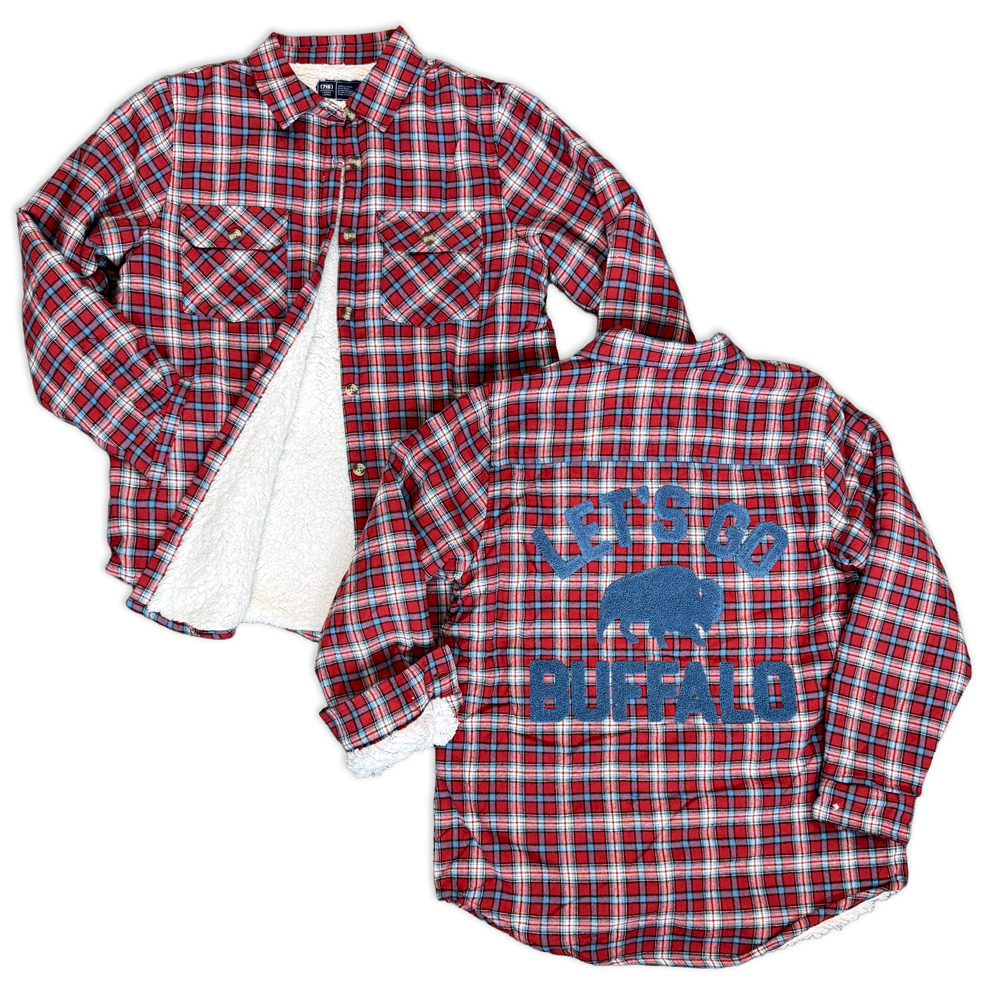 Let's Go Buffalo - Ladies Sherpa-Lined Flannel Shacket