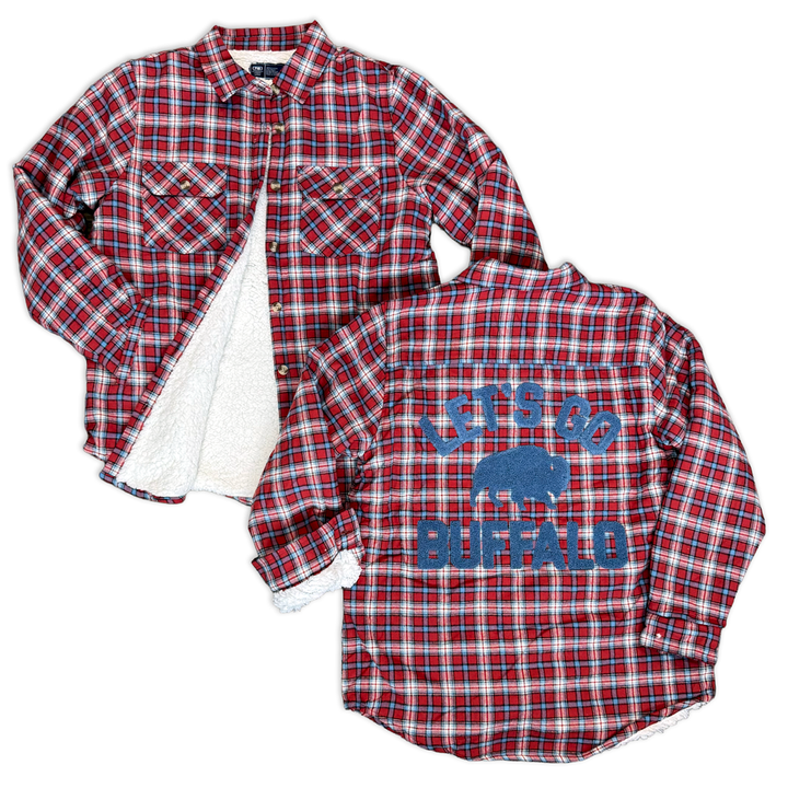 Let's Go Buffalo - Ladies Sherpa-Lined Flannel Shacket