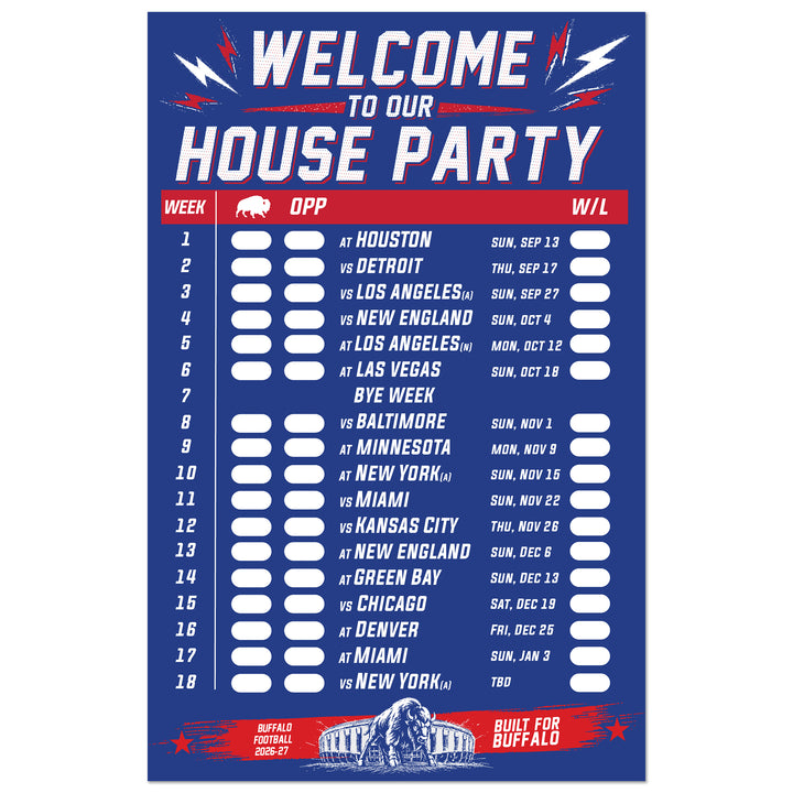 NEW  - Welcome to Our House Party 2026-27 Schedule Magnet