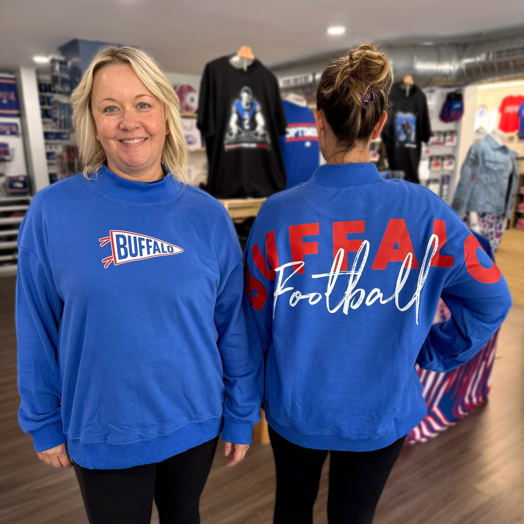 NEW - Buffalo Football Pennant Oversized Mock-Neck Sweatshirt