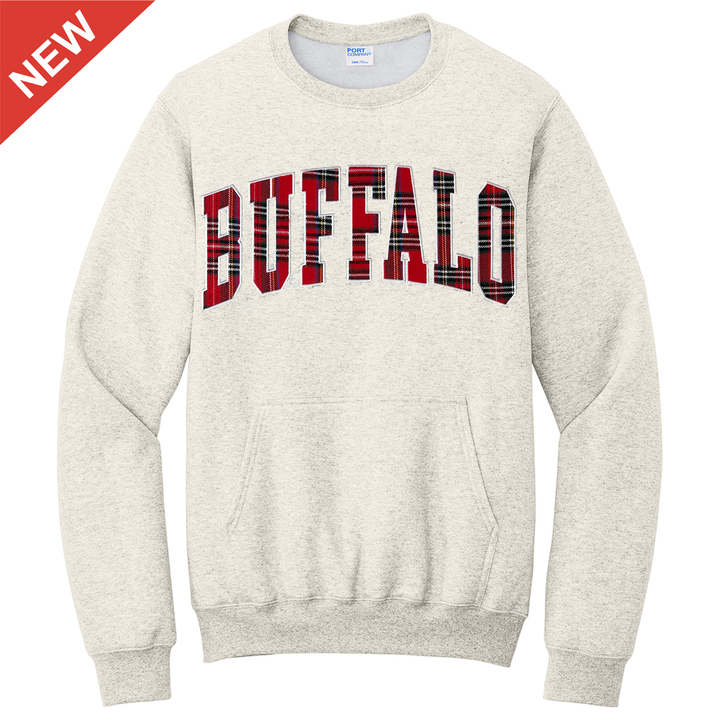 Buffalo Plaid Appliqué Pocket Crewneck