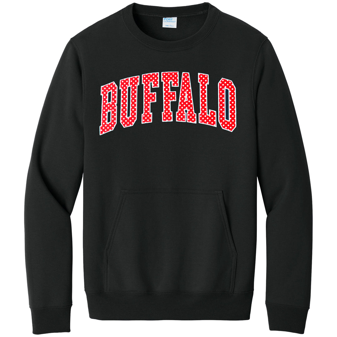 Buffalo Polka Dot Pocket Appliqué Crewnecks