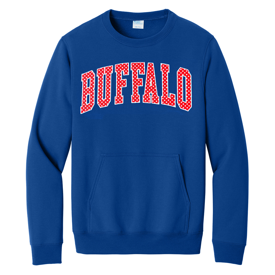 Buffalo Polka Dot Pocket Appliqué Crewnecks
