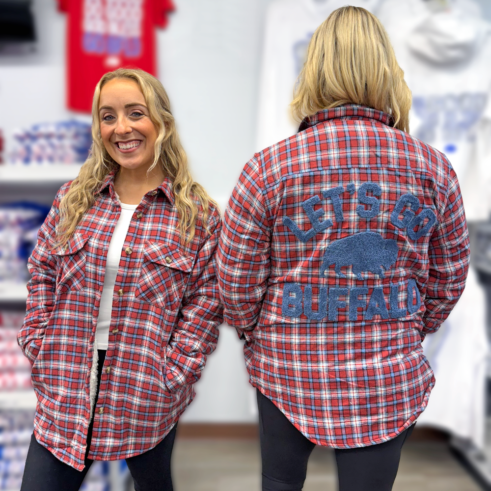 Let's Go Buffalo - Ladies Sherpa-Lined Flannel Shacket
