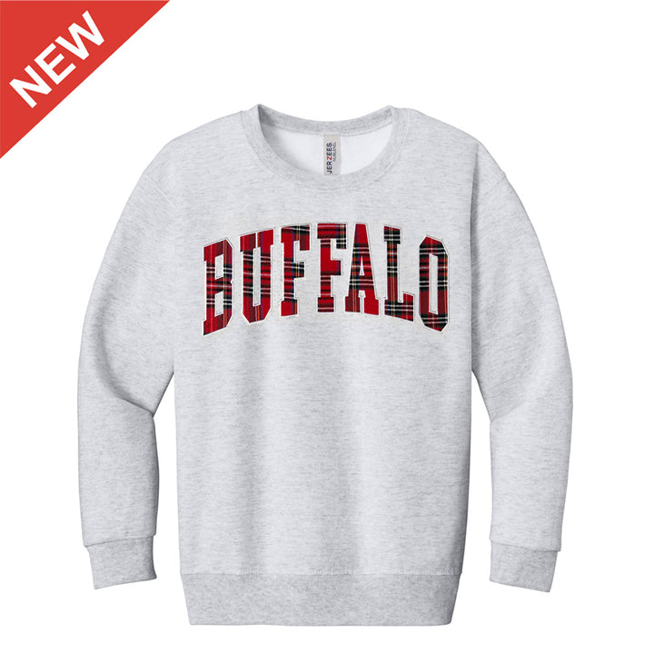 Buffalo Plaid Appliqué Crewneck - YOUTH