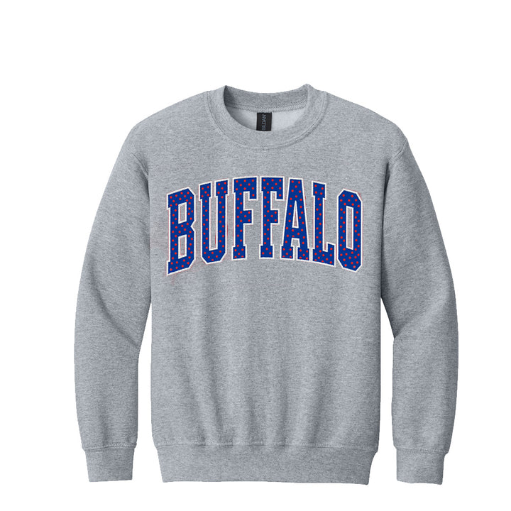 Buffalo Polka Dot Appliqué Crewnecks - YOUTH