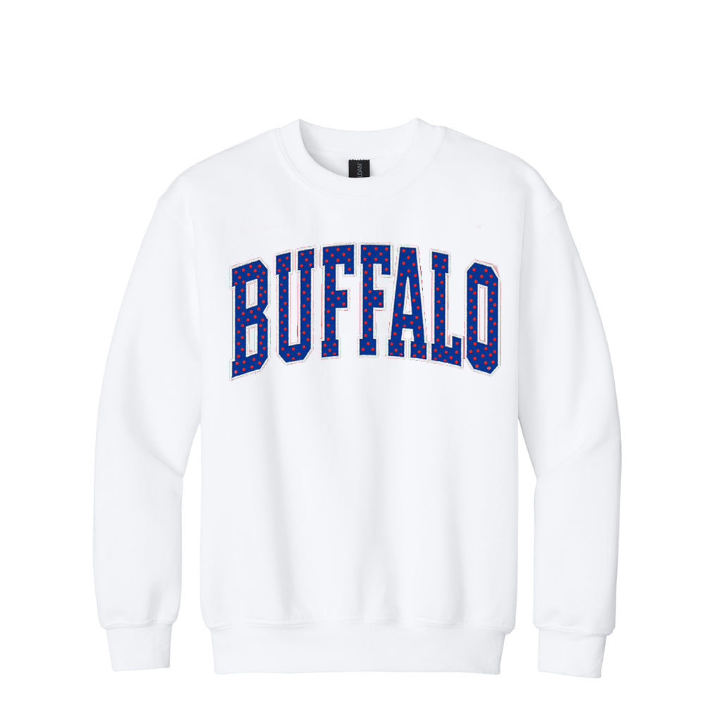 Buffalo Polka Dot Appliqué Crewnecks - YOUTH