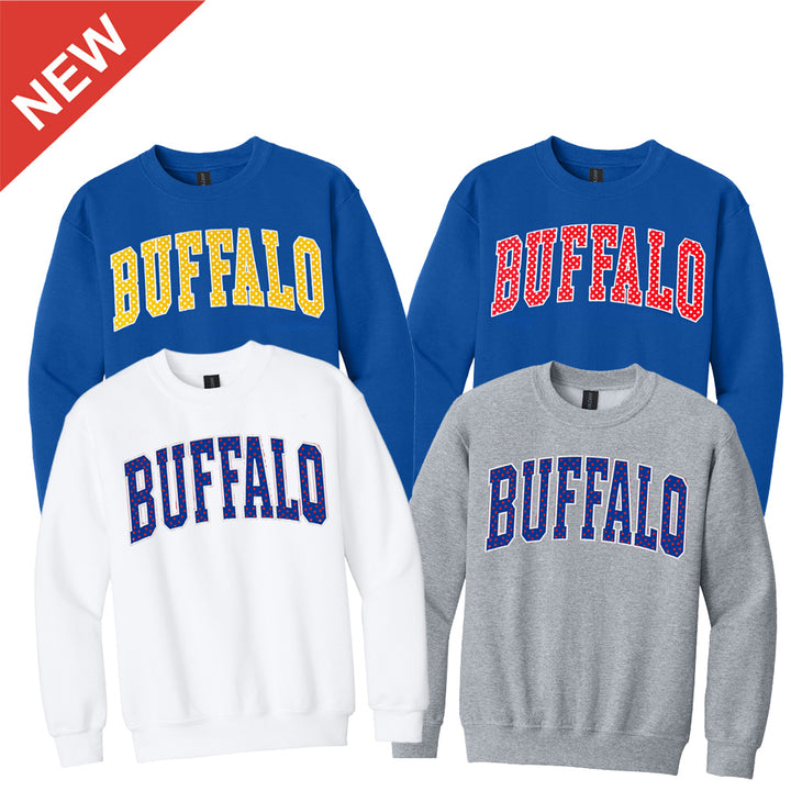 Buffalo Polka Dot Appliqué Crewnecks - YOUTH