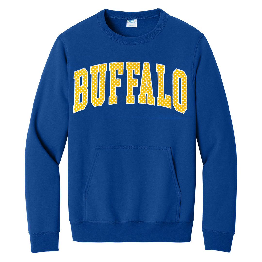 Buffalo Polka Dot Pocket Appliqué Crewnecks