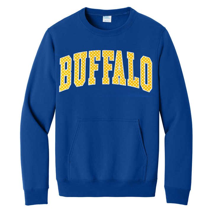 Buffalo Polka Dot Pocket Appliqué Crewnecks