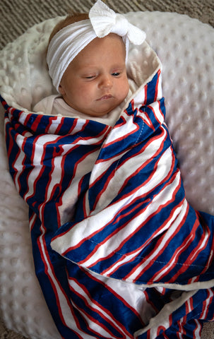 NEW - Mafia Stripes - 30" x 40"  Minky Fleece Baby Blanket