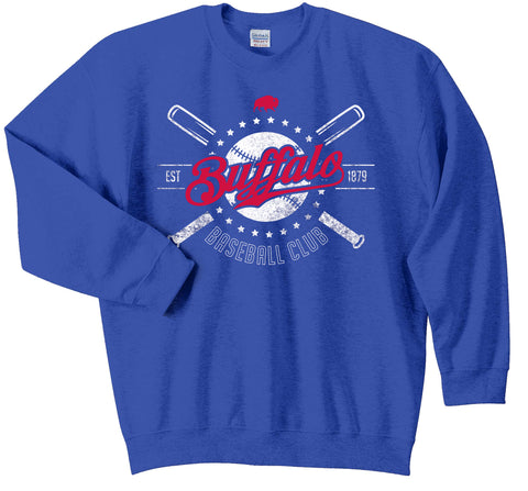 Retro Buffalo Baseball - Crewneck Sweatshirt