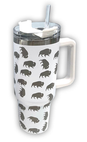 Roaming Buffalo - 40oz Stainless Steel Tumbler with Lid & Straw