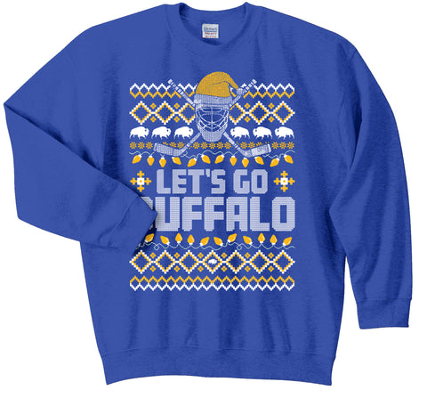 Let's Go Buffalo HOCKEY - ROYAL - Crewneck Xmas Sweatshirt