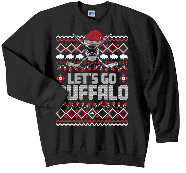 Let's Go Buffalo HOCKEY - BLACK - Crewneck Xmas Sweatshirt