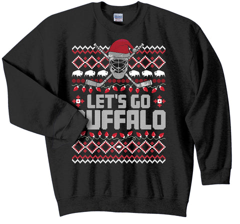 Let's Go Buffalo HOCKEY - BLACK - Crewneck Xmas Sweatshirt