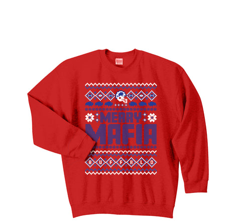 Merry Mafia - RED - Youth Kids Crewneck Xmas Sweatshirt