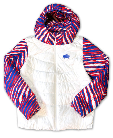 NEW - Mafia Stripes - Ladies White Puffer Jacket