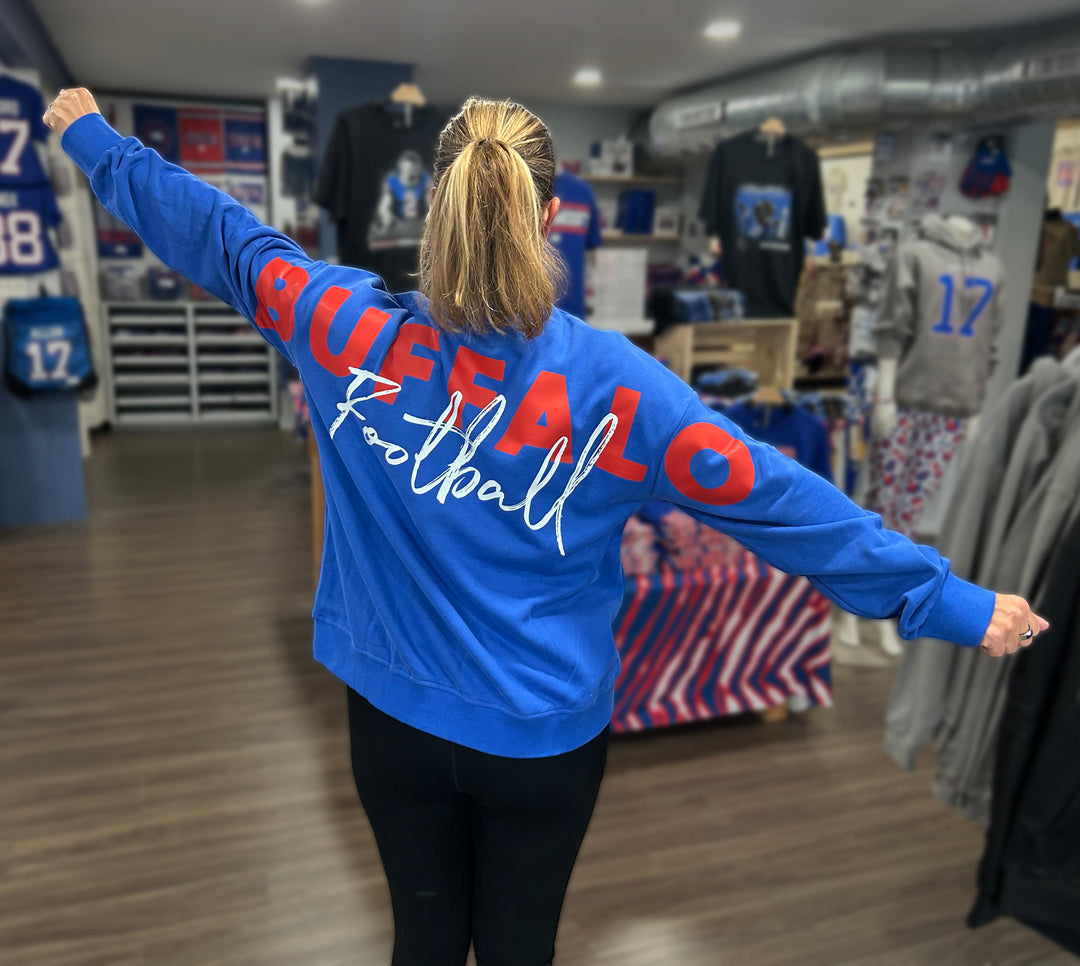 NEW - Buffalo Football Pennant Oversized Mock-Neck Sweatshirt