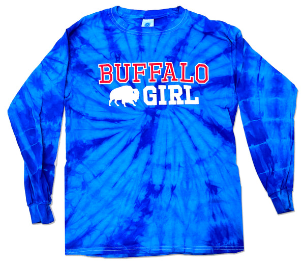 Buffalo Girl - Youth Kids Longsleeve Tie Dye Royal T shirt