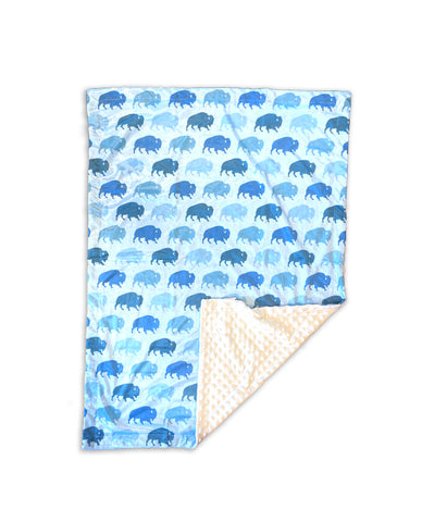 Buffalo Blue - 30" x 40"  Minky Fleece Baby Blanket