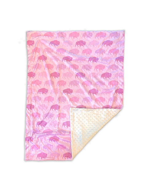 Buffalo Pink - 30" x 40"  Minky Fleece Baby Blanket