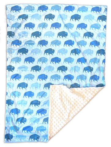 Buffalo Blue - 30" x 40"  Minky Fleece Baby Blanket