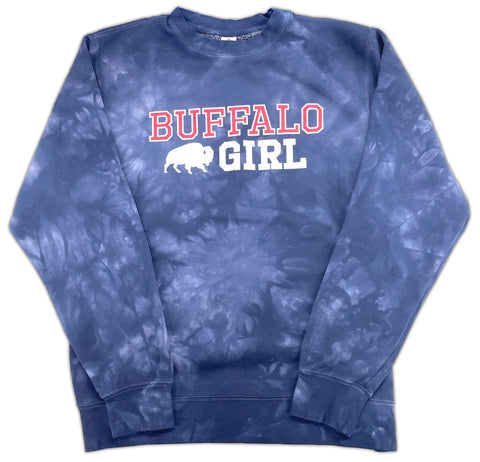 Buffalo Girl - Tie Dye Blue Crewneck Sweatshirt