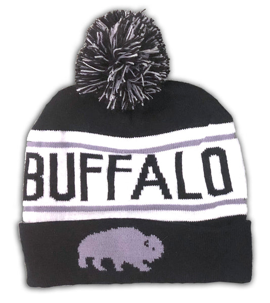 Buffalo Knit Winter Hat - B & W