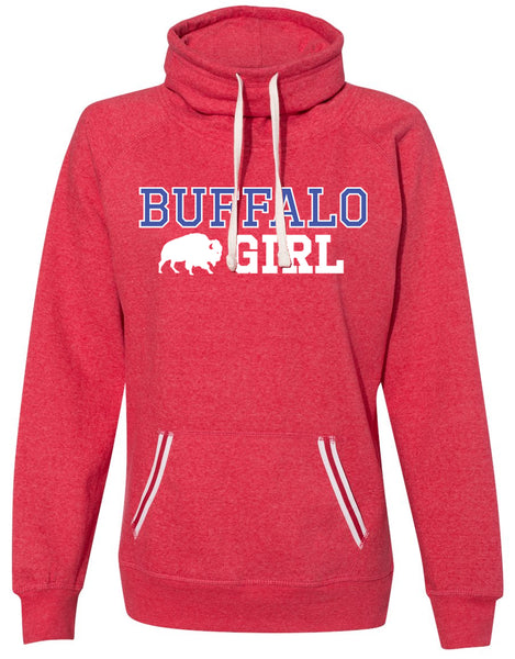 Buffalo Girl USA- RED - Ladies Cowl Neck Fleece