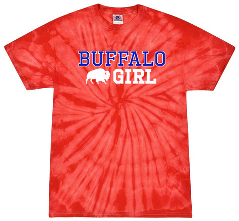 Buffalo Girl - Red Tie Dye Adult Tshirt