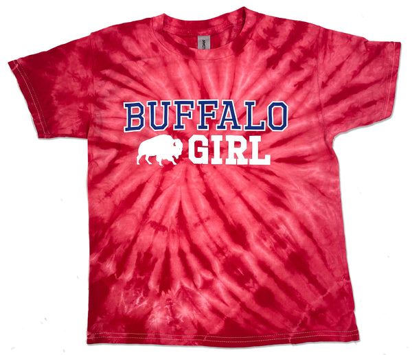 Buffalo Girl - Youth Kids Red Tie Dye T shirt