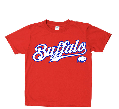 Buffalo Script - Red Youth Kids T shirt
